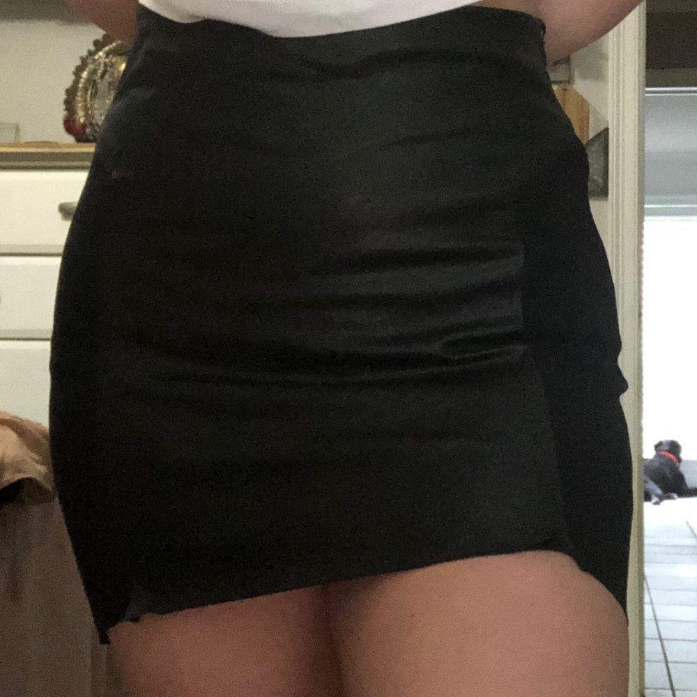 Black skirt with leather panel